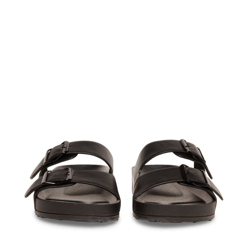 Black Steve Madden Teddy-t Women's Slides | PH 6075ZQW